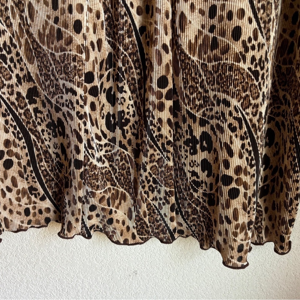 Maggie Barnes Crinkle Pleated Crepe Leopard Animal Print 3/4 Sleeve Blouse 1X - Picture 6 of 10